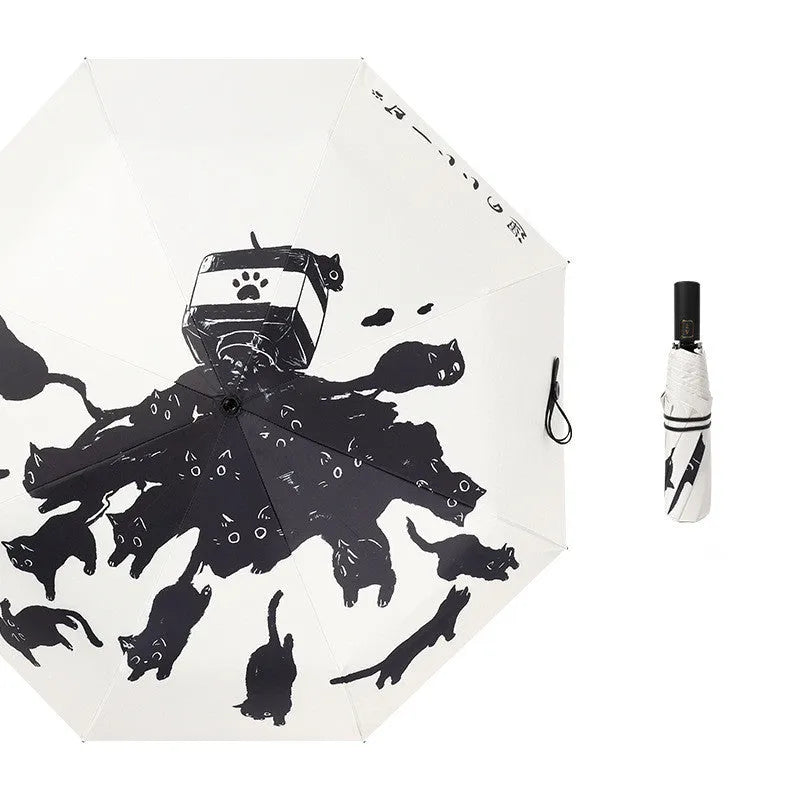 Creative Vinyl Automatic Three-folding Umbrella Dual-use Folding Sun Umbrella - Bellarte Enchanté Creative Vinyl Automatic Three-folding Umbrella Dual-use Folding Sun Umbrella